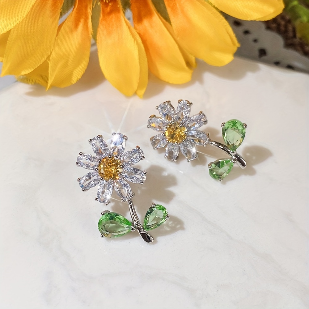 Yellow Synthetic Gemstone Flower Stud Earrings
